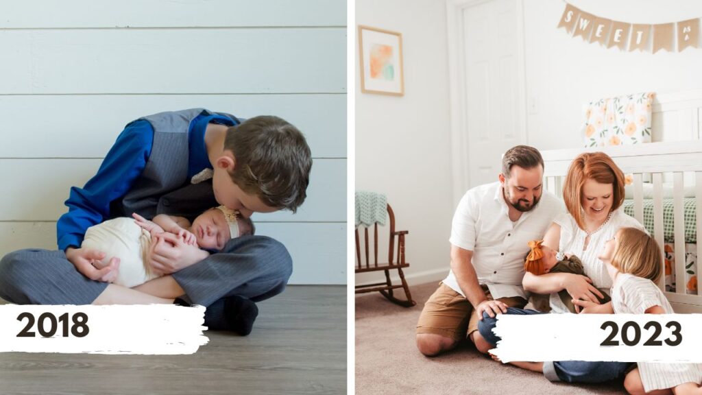 Before and After comparison of newborn photos