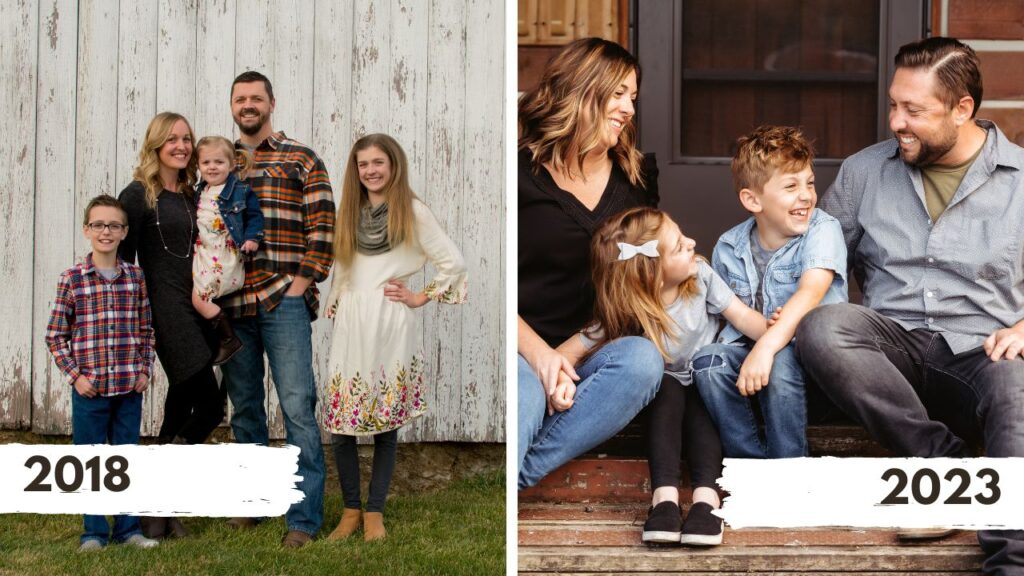 Before and After comparison of family photos